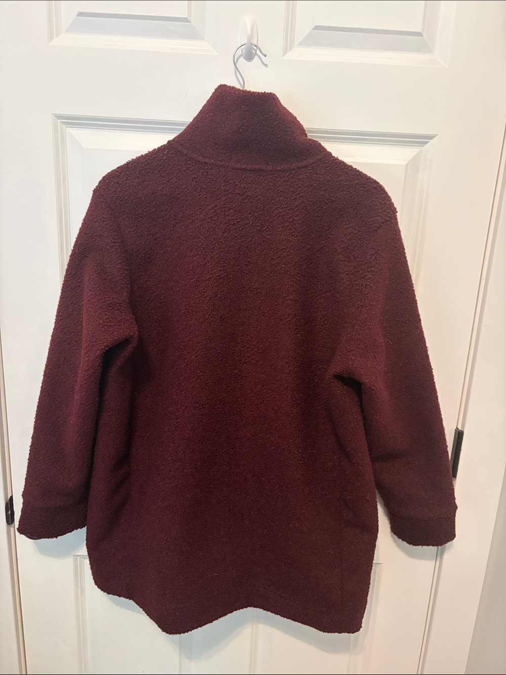 Lands' End Women's Burgundy Boucle Fleece Jacket - Picture 3 of 4
